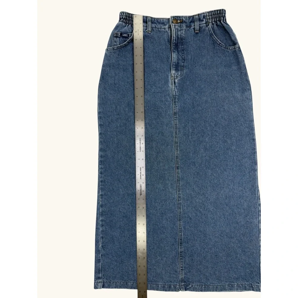 Lee Womens Vintage High Waisted Denim Maxi Skirt Blue Medium Wash Size 10M